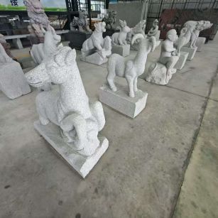 铁岭芝麻白雕刻 十二生肖 异形雕刻