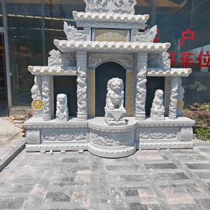 铁岭芝麻白中国黑石材套墓 花岗岩墓碑